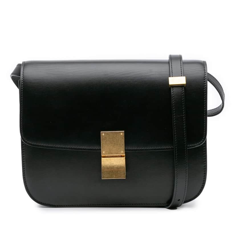 Celine Medium Calfskin Classic Box Black Leather Good condition - Front View