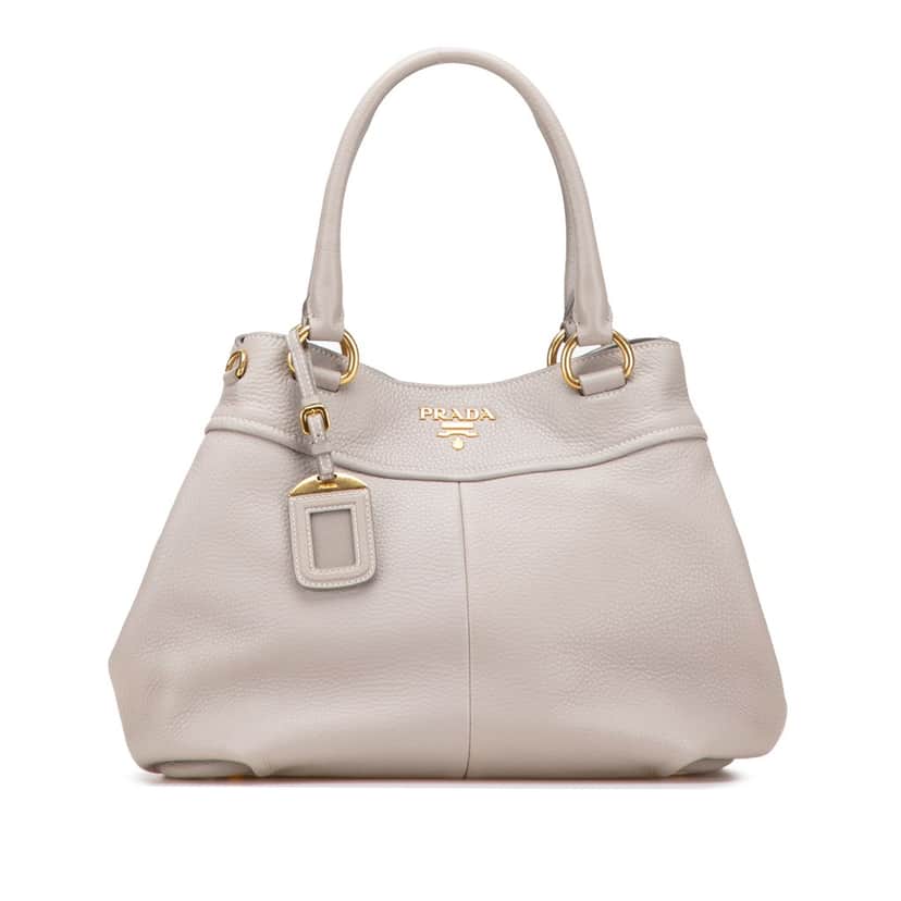 Prada Vitello Daino Open Convertible Tote Grey Leather Good condition - Front View