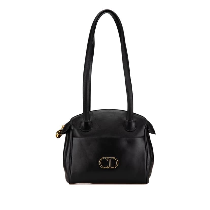 Dior Leather CD Logo Shoulder Bag Black Leather Good condition - Front View