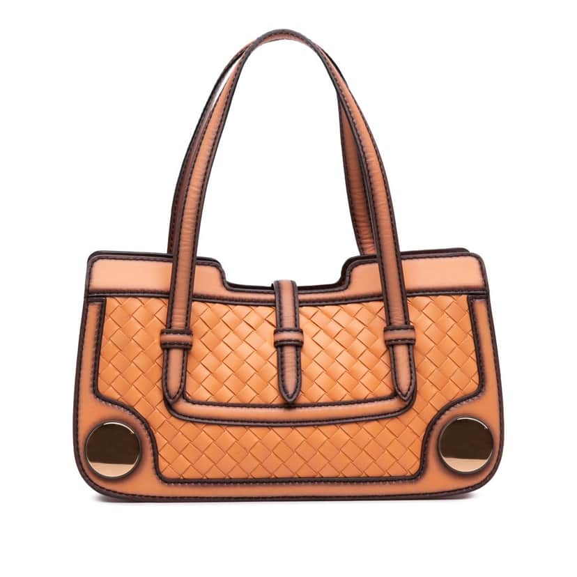 Bottega Veneta Calfskin Intreccio Border Sphere Tote Orange Leather Good condition - Front View