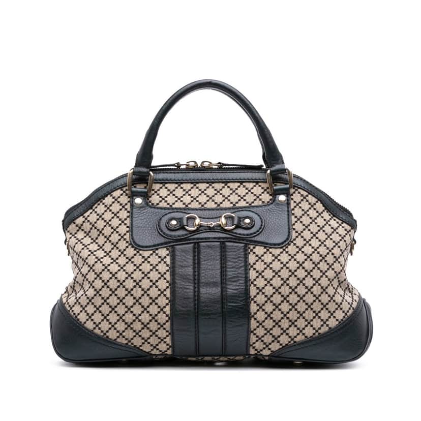 Gucci Diamante Canvas Catherine Dome Satchel Brown Canvas Good condition - Front View