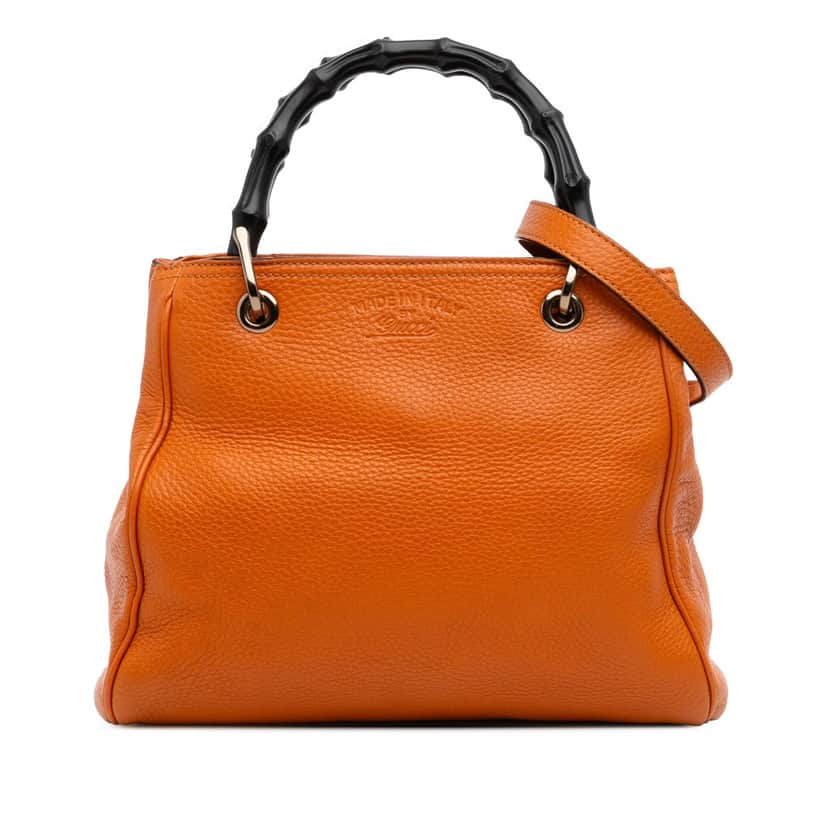 Gucci Small Calfskin Bamboo Shopper Satchel Orange Leather Good condition - Front View