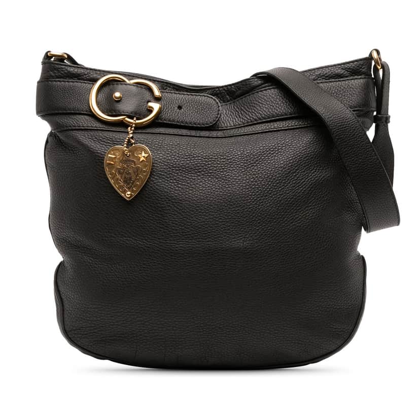 Gucci Large Leather Ride Shoulder Bag Black Leather Good condition - Front View