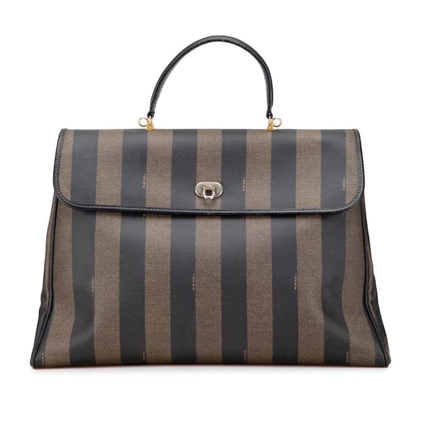 Fendi Pequin Coated Canvas Handbag Brown Canvas Fair condition - Front View