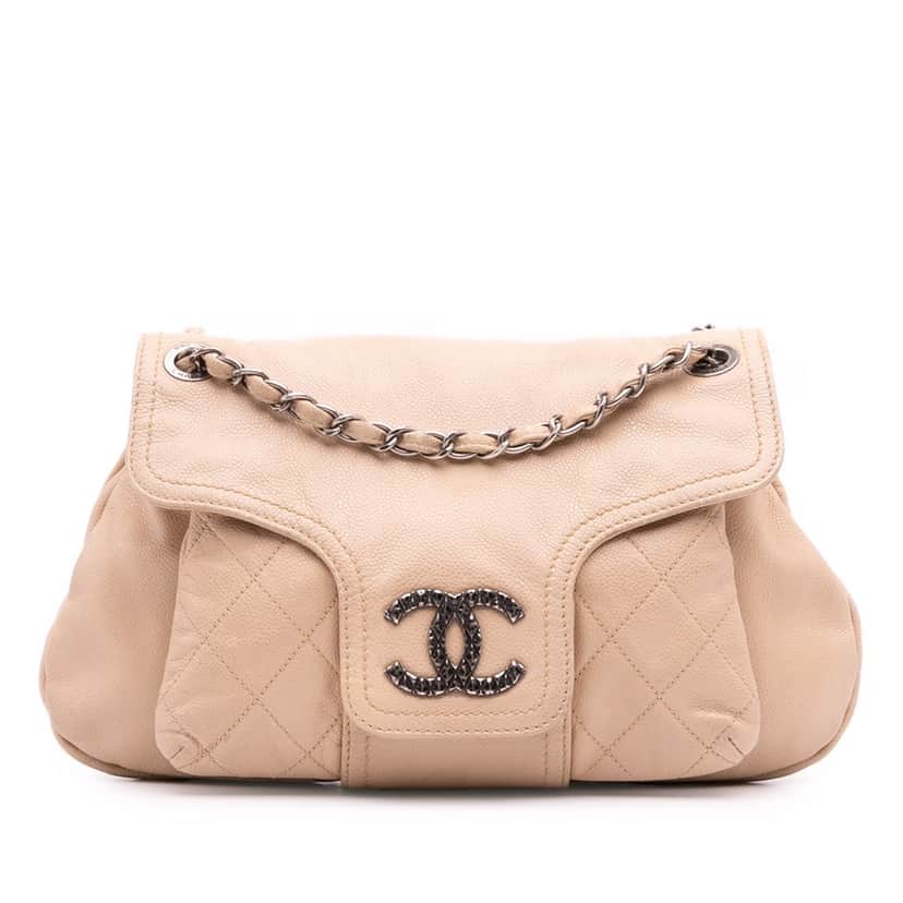 Chanel Caviar Coco Rider Flap Brown Leather Fair condition - Front View