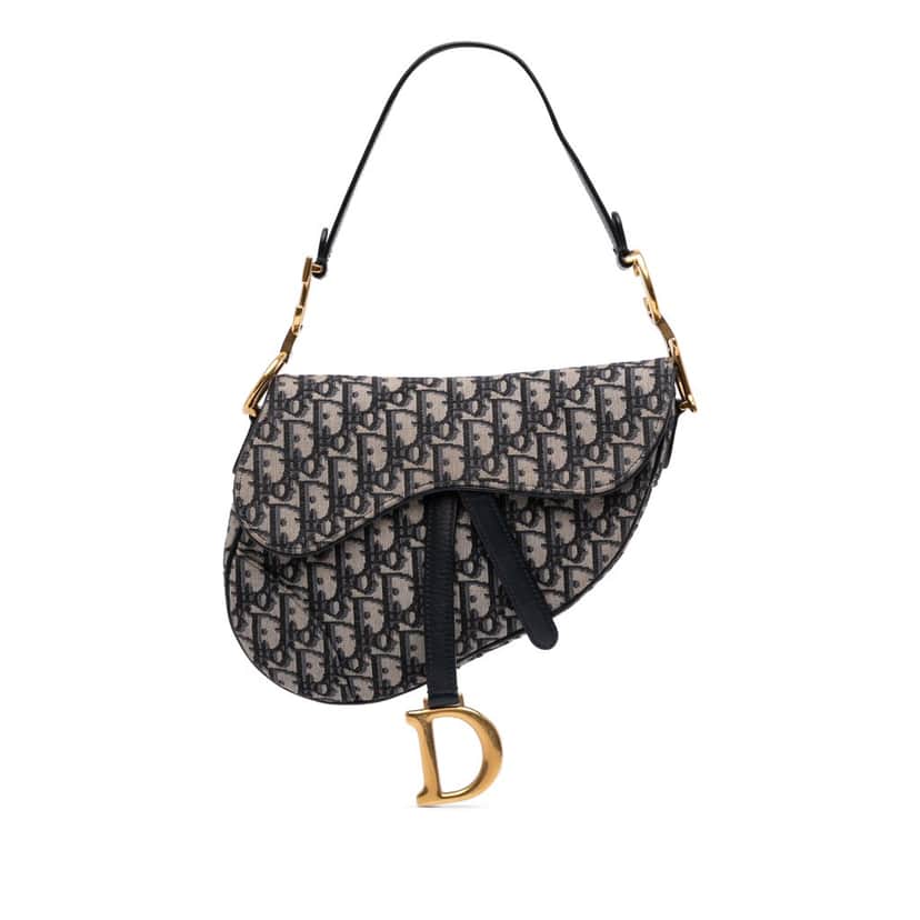 Dior Oblique Canvas Saddle Bag Blue Canvas Good condition - Front View