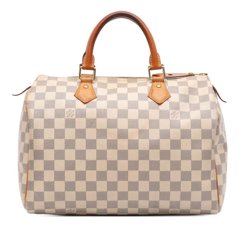 Louis Vuitton Damier Azur Speedy 30 White Canvas Fair condition - Front View