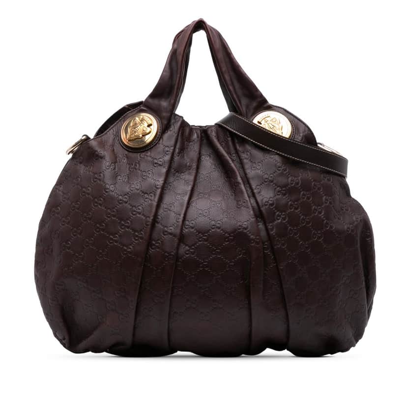 Gucci Large Guccissima Hysteria Satchel Brown Leather Good condition - Front View