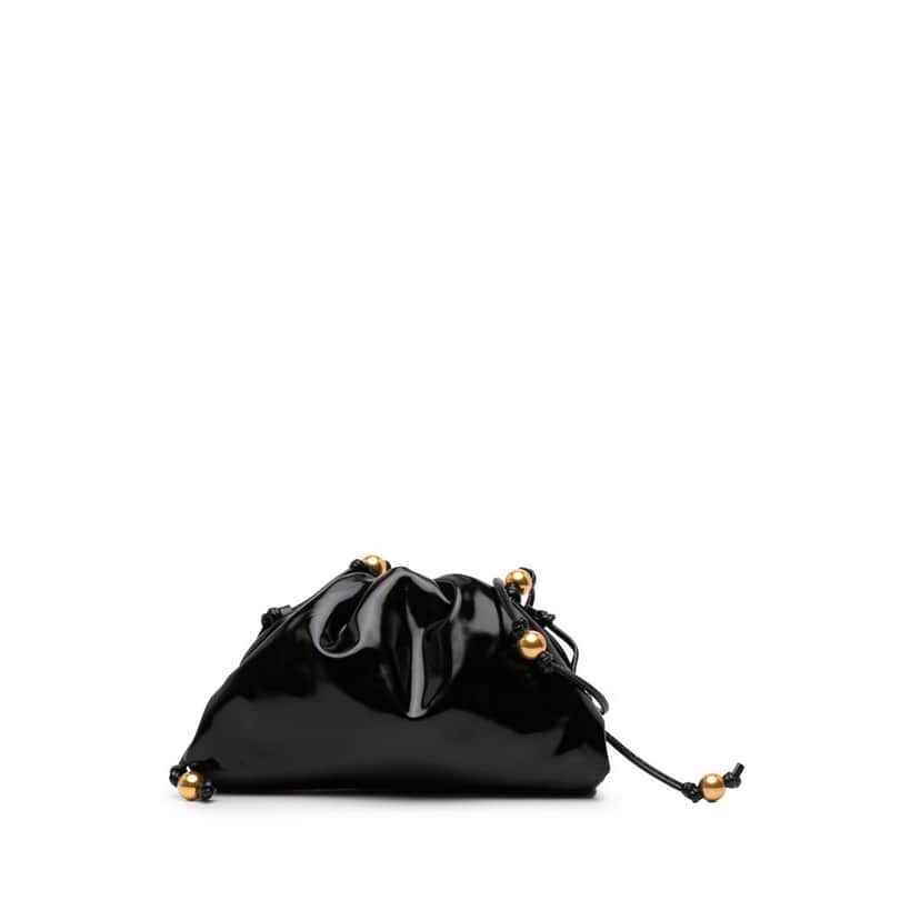 Bottega Veneta Brushed Calfskin The Mini Pouch Black Leather Good condition - Front View