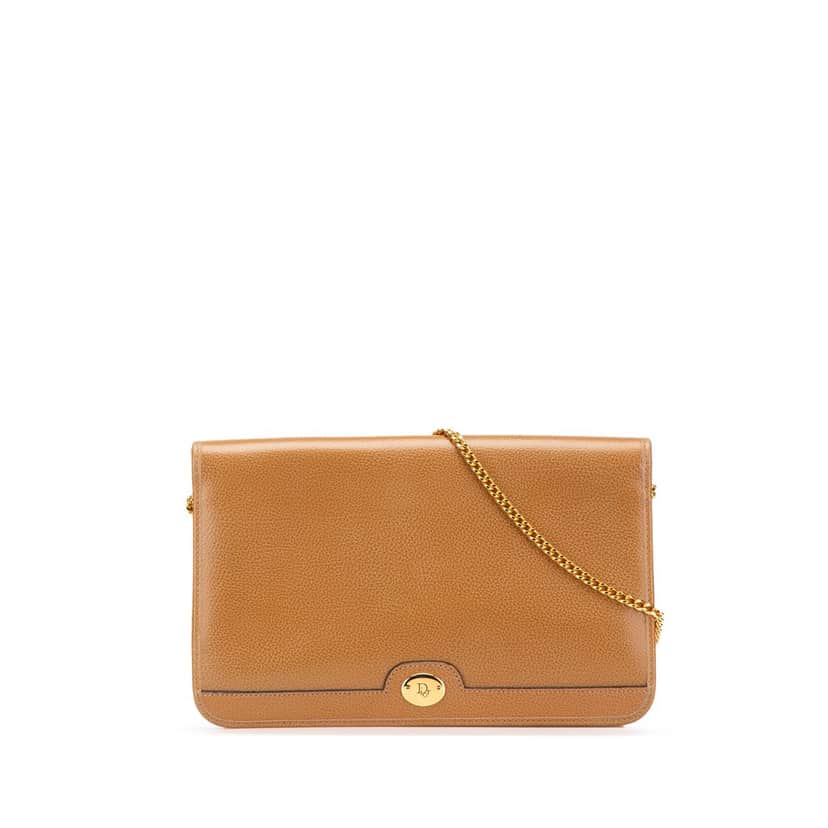 Dior Leather Chain Crossbody Brown Leather Good condition - Front View