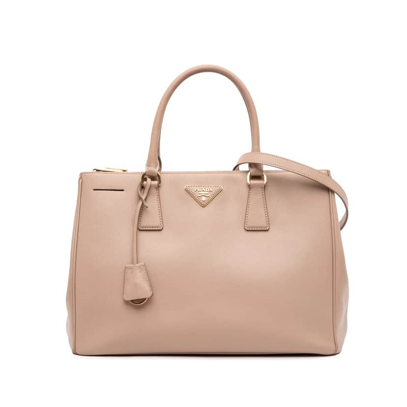 Prada Large Saffiano Lux Galleria Double Zip Satchel Brown Leather Good condition - Front View