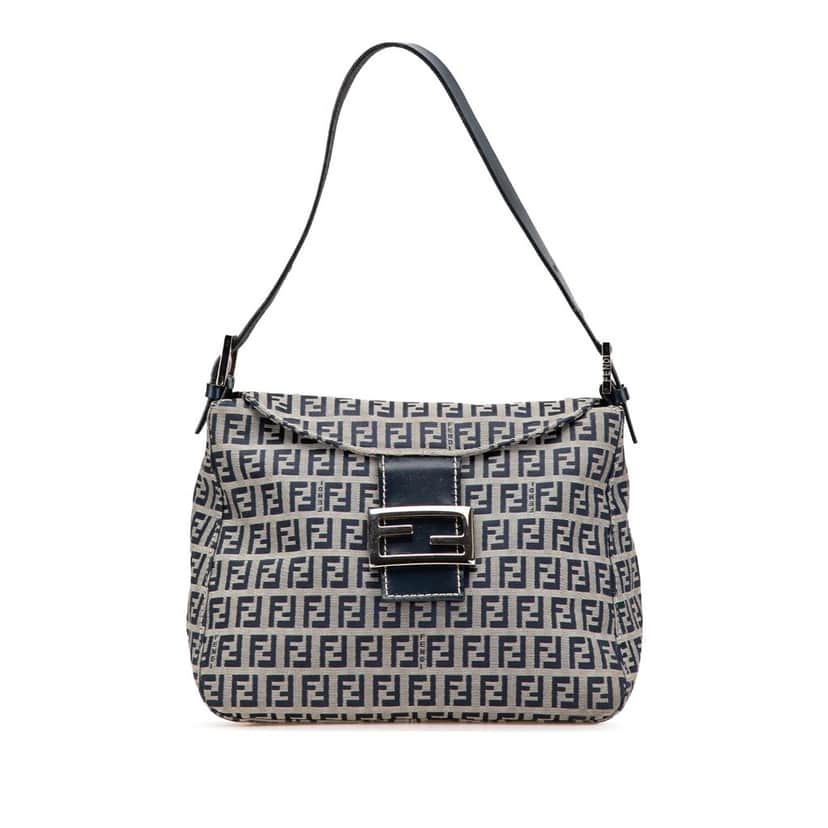 Fendi Zucchino Canvas Double Flap Mamma Grey Canvas Good condition - Front View