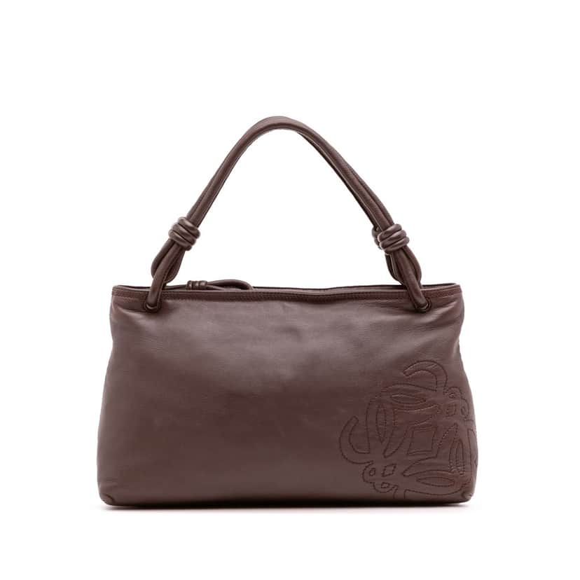 Loewe Anagram Leather Handbag Brown Leather Good condition - Front View