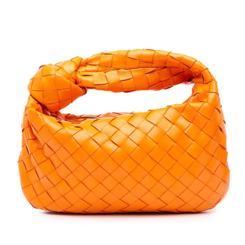 Bottega Veneta Mini Nappa Intrecciato Jodie Orange Leather Good condition - Front View
