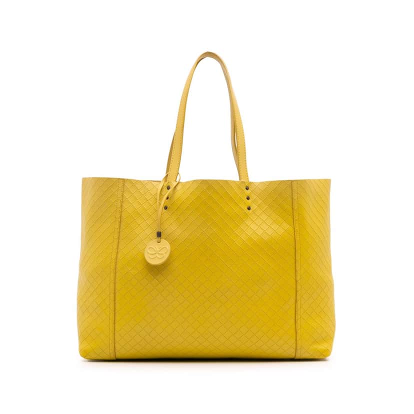 Bottega Veneta Leather Intrecciomirage Tote Yellow Leather Good condition - Front View