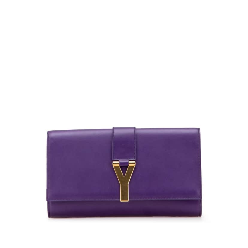 Saint Laurent Leather Cabas Chyc Clutch Purple Leather Good condition - Front View