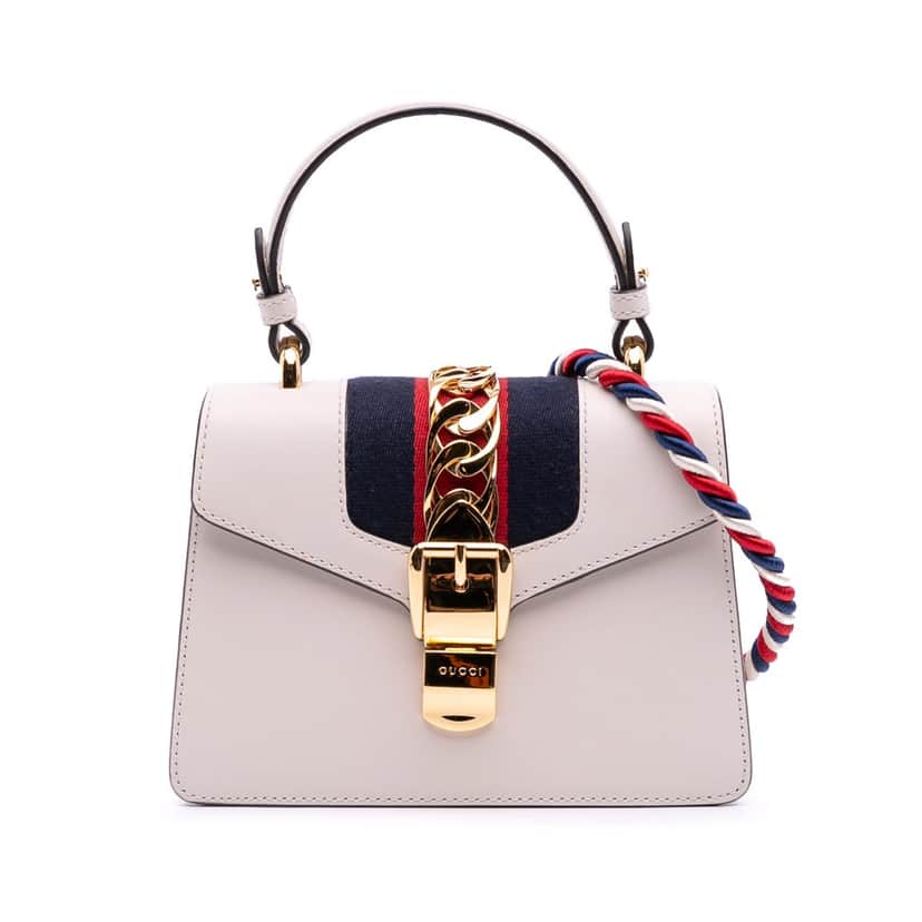 Gucci Mini Calfskin Sylvie Satchel White Leather Good condition - Front View