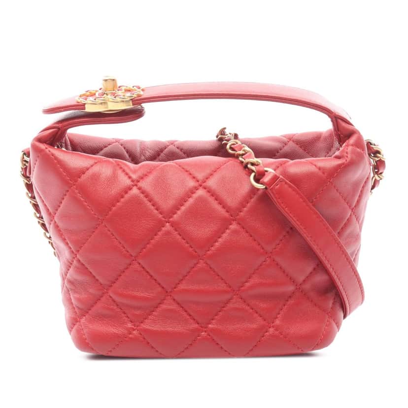 Chanel Small Quilted Lambskin Perfect Meeting Hobo Red Leather Good condition - Front View