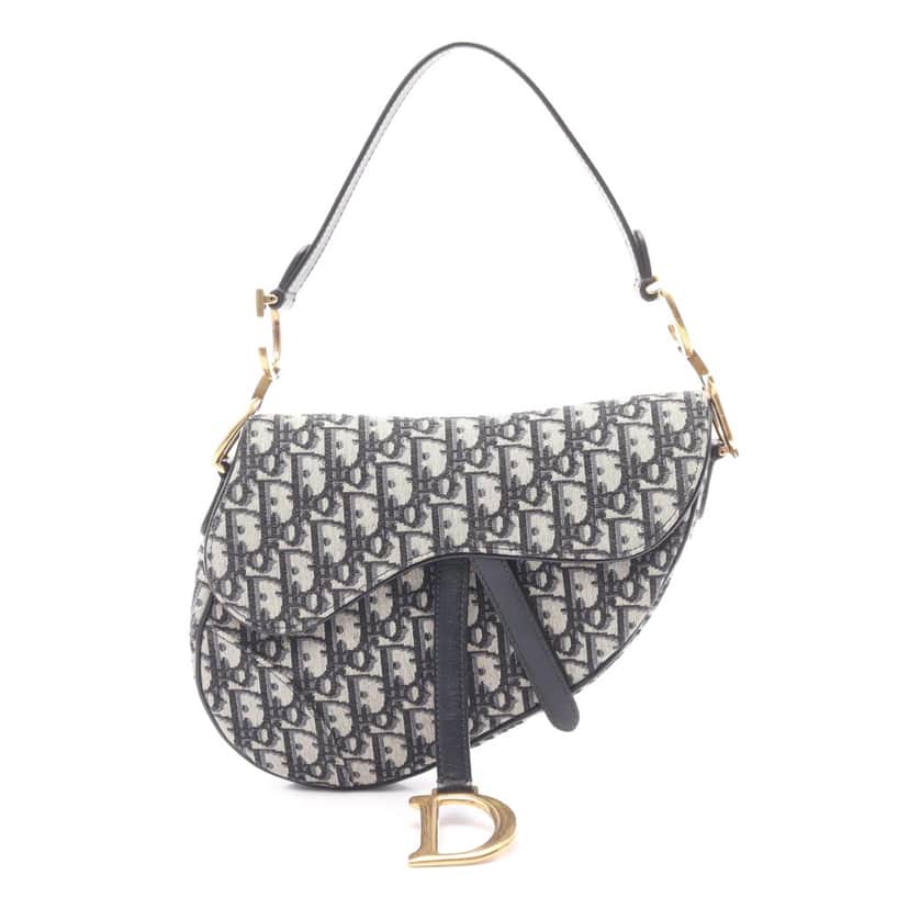 Dior Oblique Canvas Saddle Bag Blue Canvas Good condition - Front View