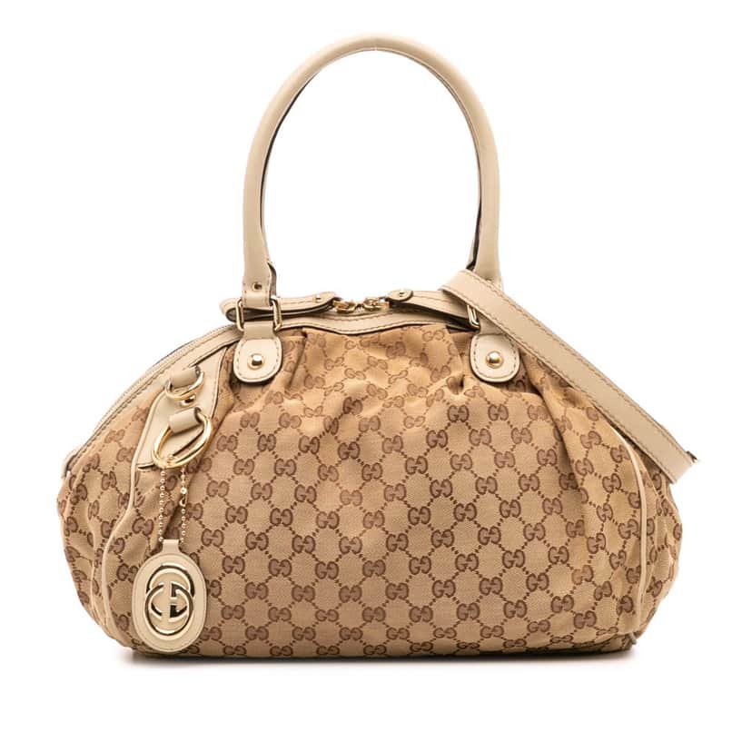 Gucci GG Canvas Sukey Satchel Brown Canvas Good condition - Front View