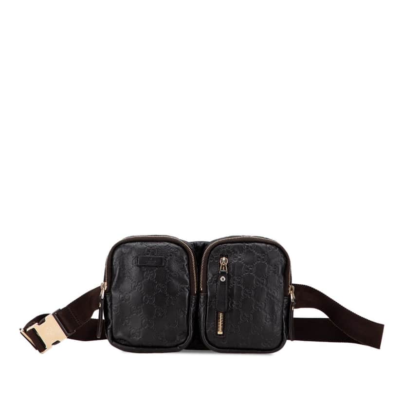 Gucci Guccissima Belt Bag Black Leather Good condition - Front View