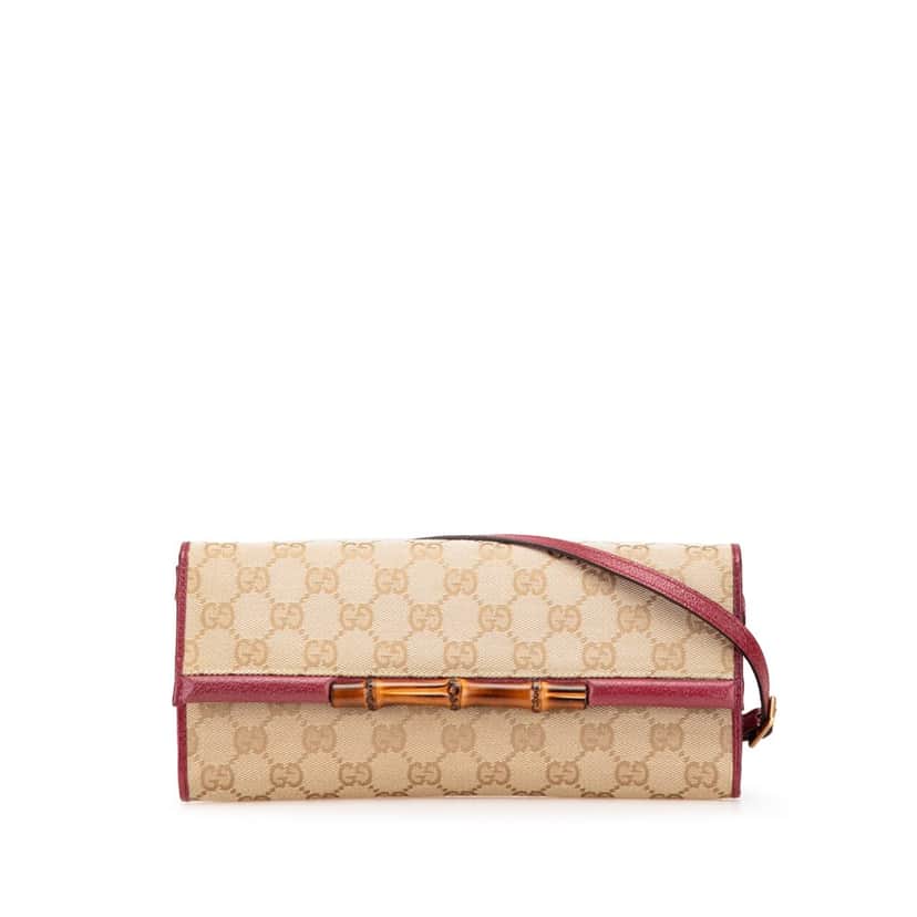 Gucci GG Canvas Bamboo Bar Crossbody Brown Canvas Good condition - Front View