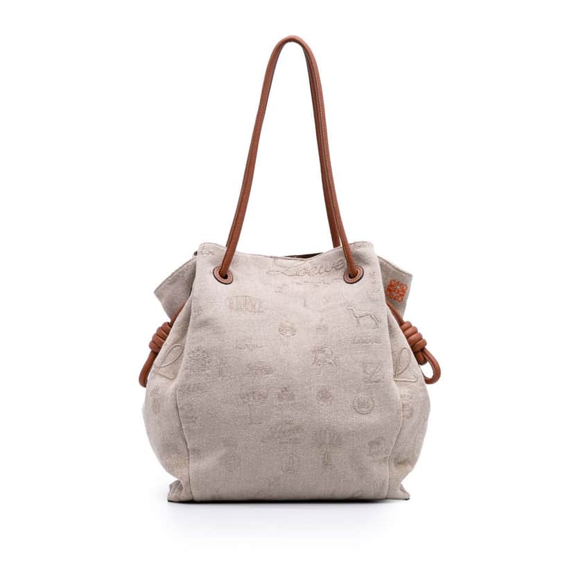 Loewe Medium Canvas Flamenco Knot Tote Brown Canvas Good condition - Front View