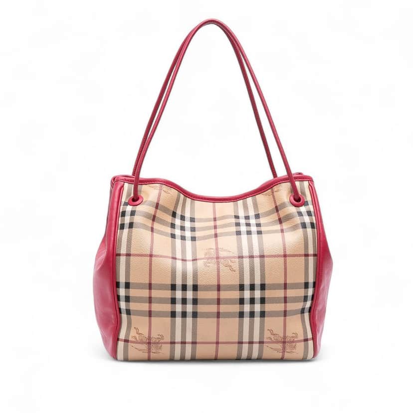 Burberry Small Haymarket Check Coated Canvas Canterbury Tote Brown Canvas Good condition - Front View