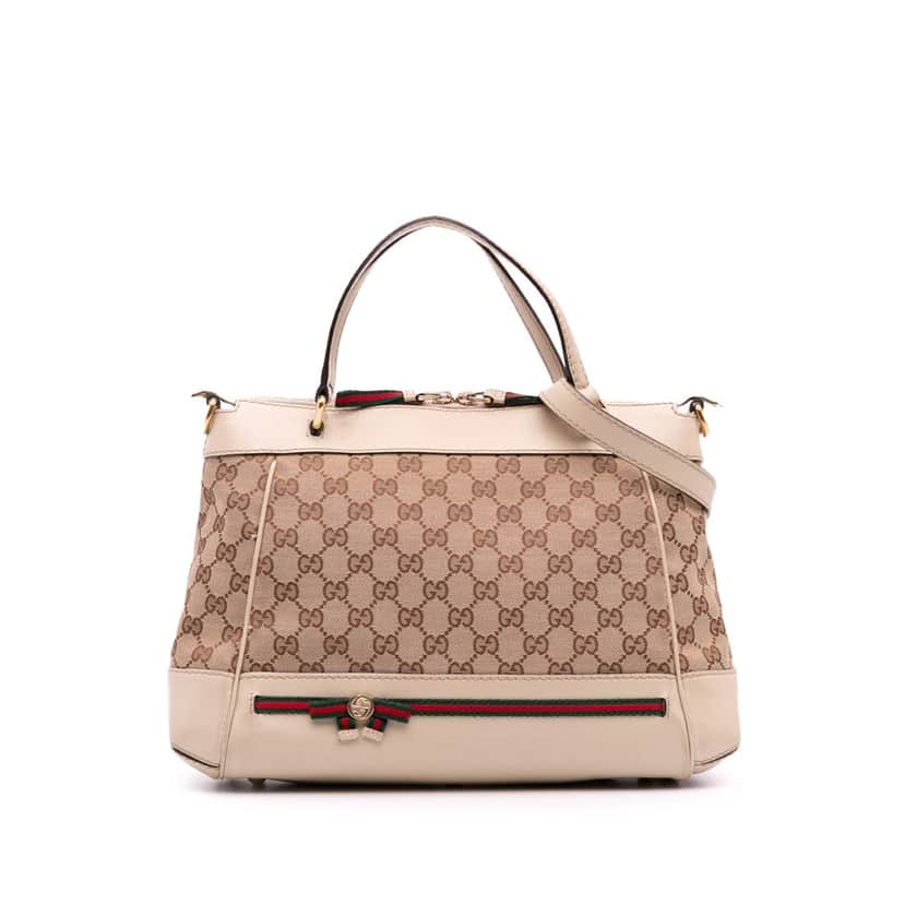 Gucci Small GG Canvas Web Mayfair Satchel Brown Canvas Good condition - Front View