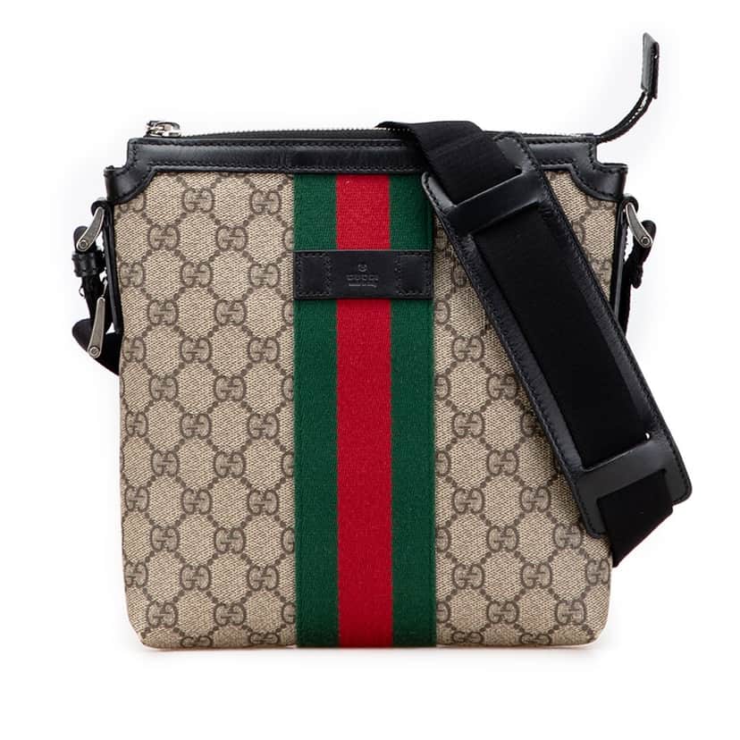 Gucci GG Supreme Web Crossbody Brown Canvas Good condition - Front View