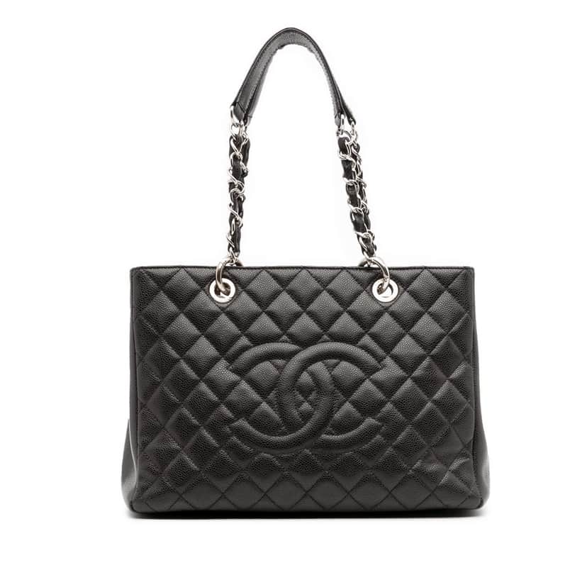 Chanel Caviar Grand Shopping Tote Black Leather Good condition - Front View