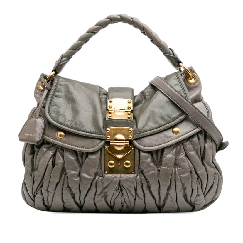 Miu Miu Matelasse Nappa Coffer Satchel Brown Leather Good condition - Front View