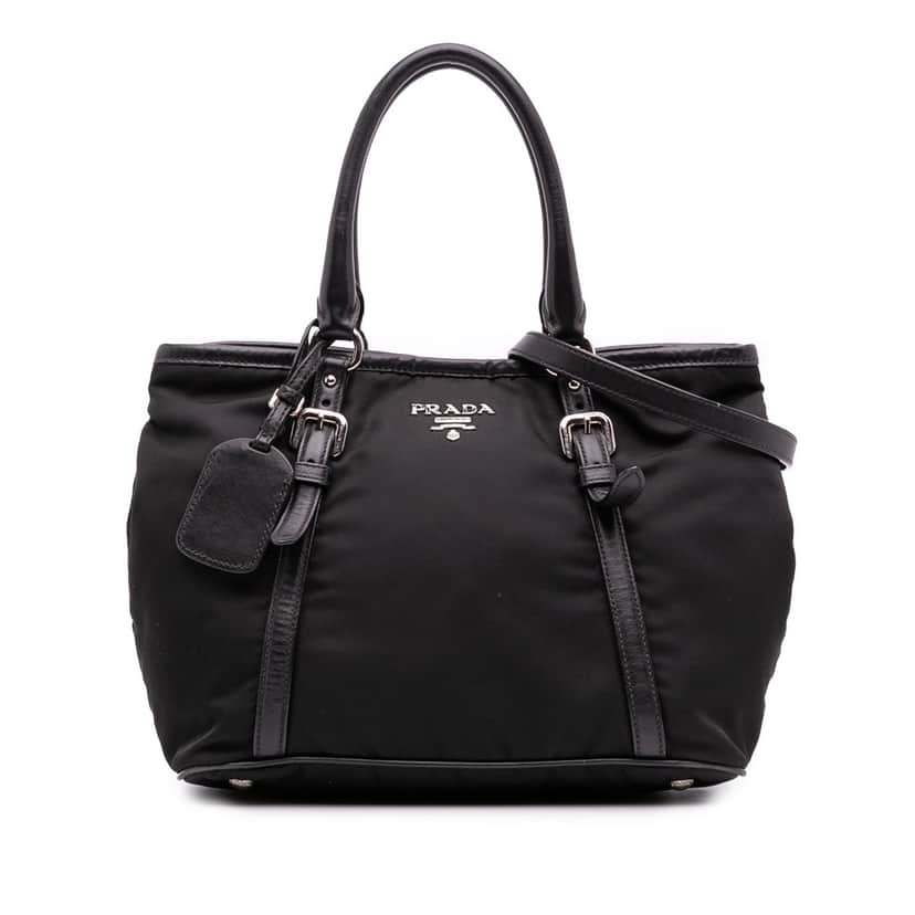 Prada Vitello Trimmed Tessuto Satchel Black Good condition - Front View