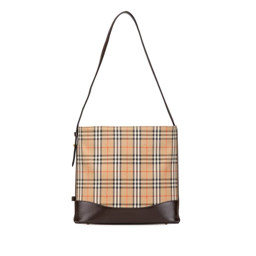 Burberry Haymarket Check Canvas Shoulder Bag Brown Canvas Good condition - Front View