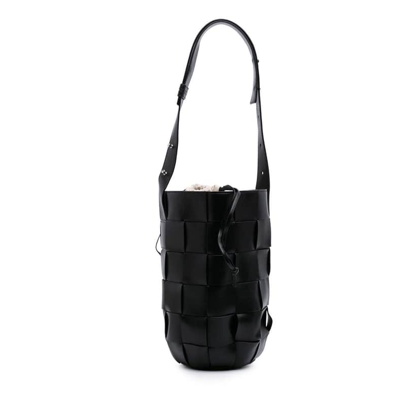 Bottega Veneta Nappa Intrecciato Casette Lantern Bucket Black Leather Very good condition - Front View