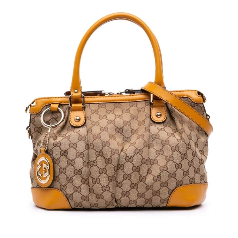 Gucci GG Canvas Sukey Satchel Brown Canvas Good condition - Front View
