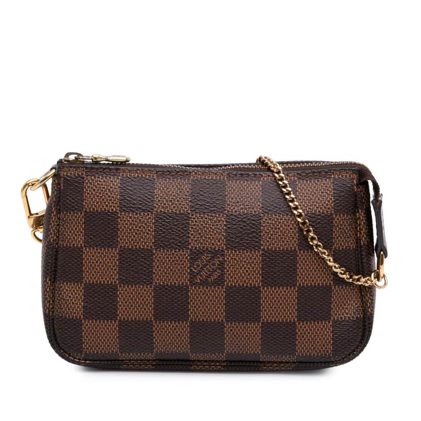 Louis Vuitton Damier Ebene Mini Pochette Accessoires Brown Canvas Good condition - Front View