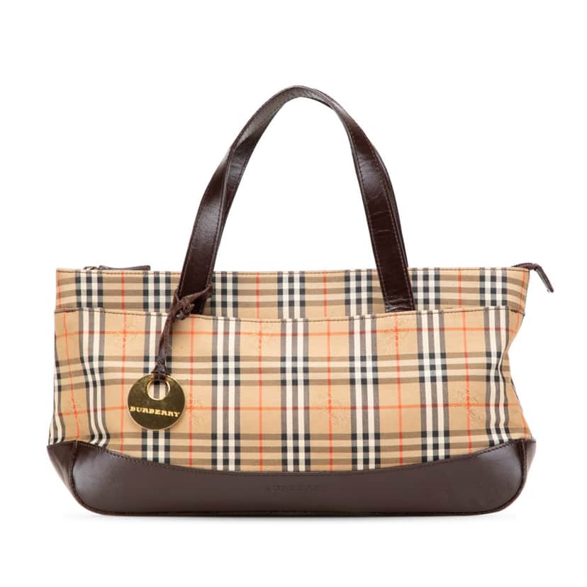 Burberry Haymarket Check Canvas Handbag Brown Canvas Good condition - Front View