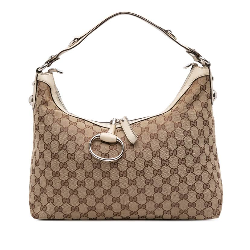 Gucci Medium GG Canvas Icon Bit Satchel Brown Canvas Good condition - Front View