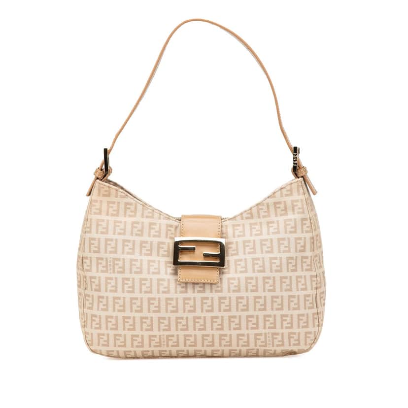 Fendi Zucchino Canvas Shoulder Bag Brown Canvas Good condition - Front View