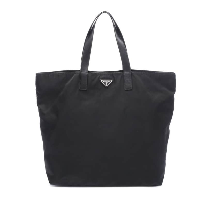 Prada Saffiano Trimmed Tessuto Tote Black Good condition - Front View