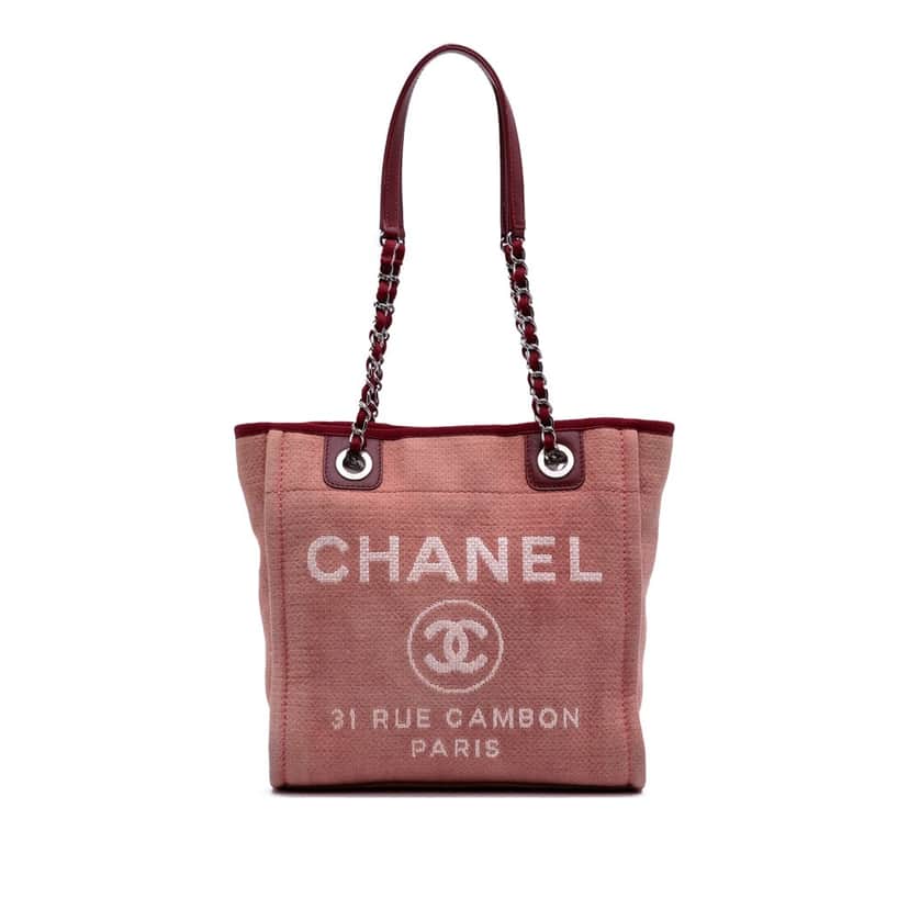 Chanel Mini Canvas Deauville Tote Red Canvas Good condition - Front View