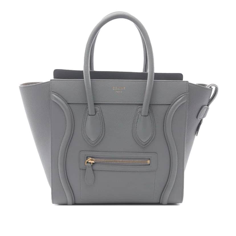Celine Micro Calfskin Luggage Tote Grey Leather Good condition - Front View
