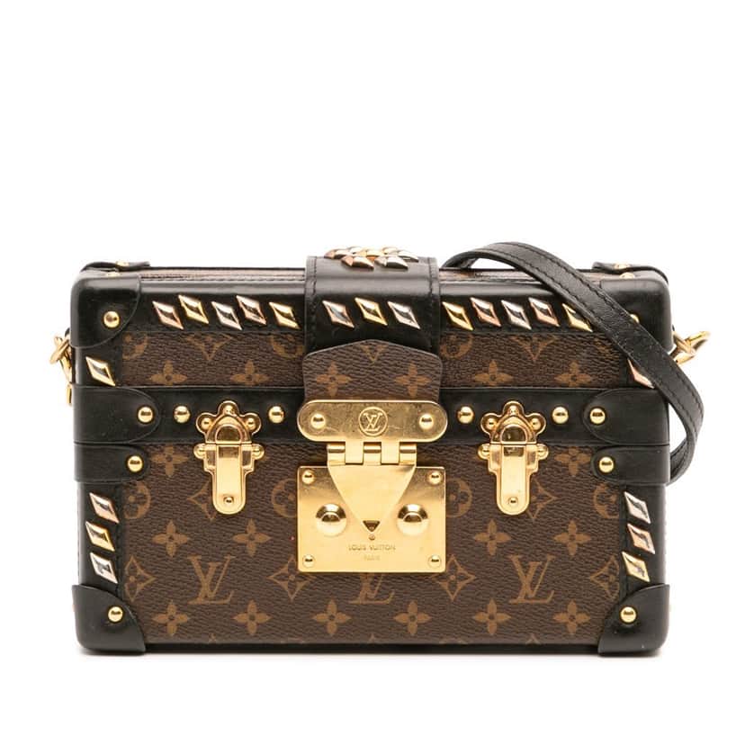 Louis Vuitton Monogram Studded Petite Malle Brown Canvas Good condition - Front View