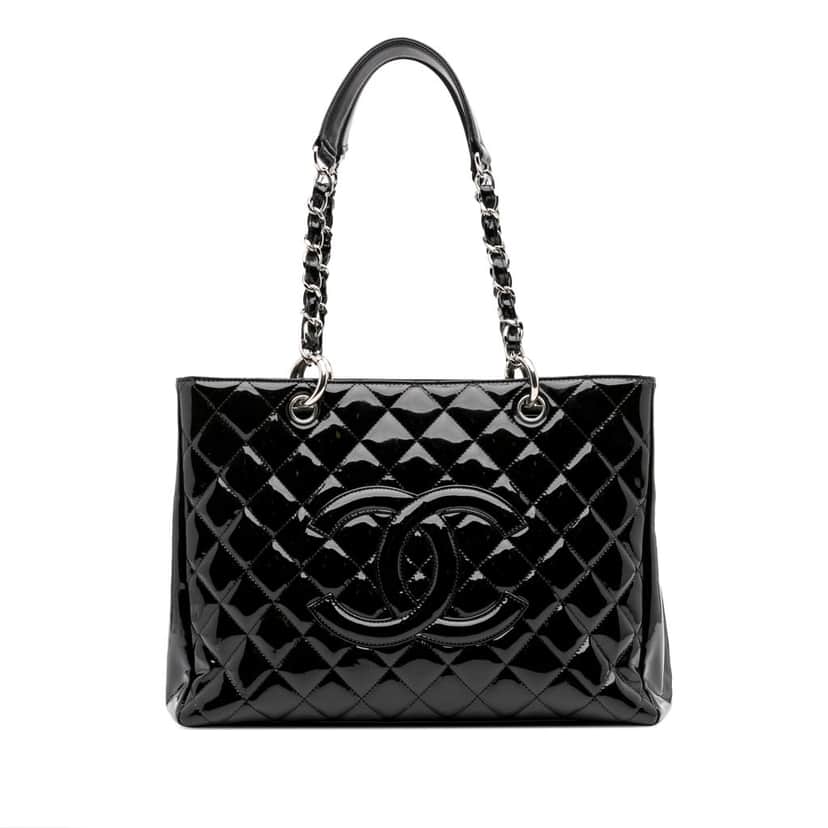 Chanel Patent Grand Shopping Tote Black Leather Good condition - Front View