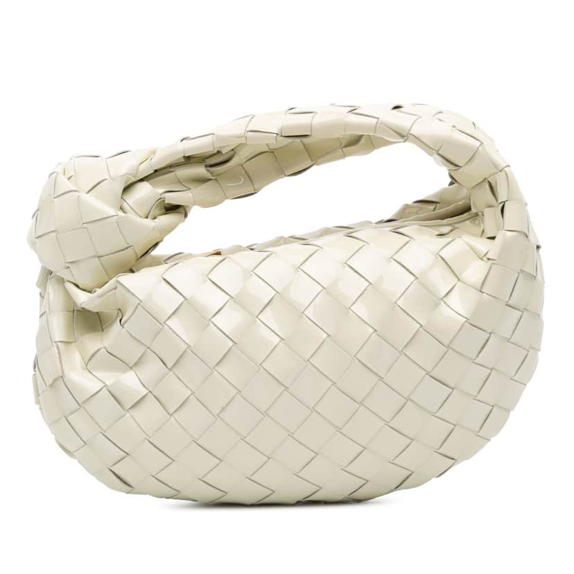 Bottega Veneta Mini Patent Intrecciato Jodie White Leather Good condition - Front View