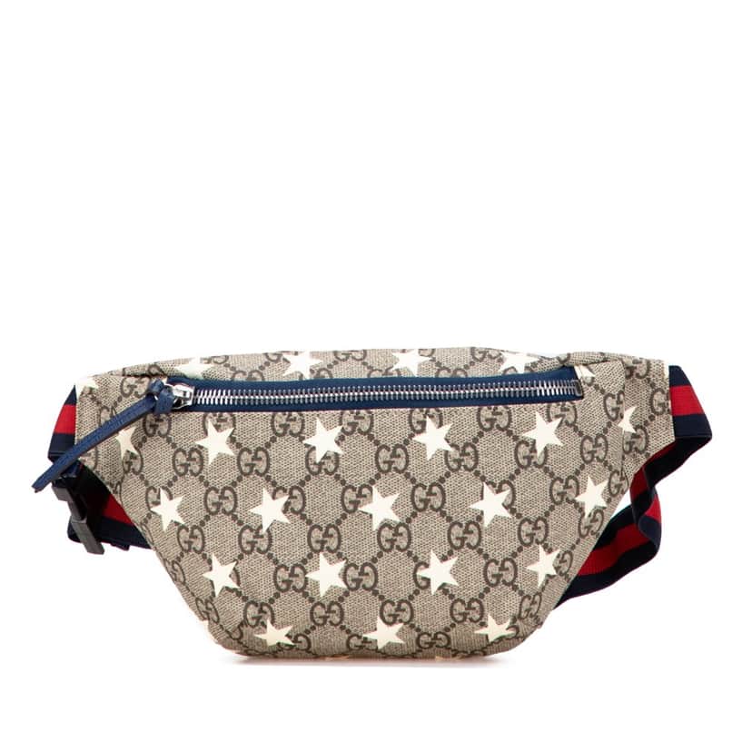 Gucci Kids GG Supreme Stars Belt Bag Brown Canvas Good condition - Front View