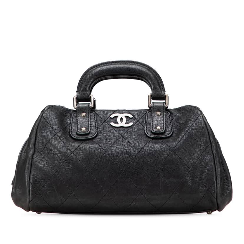 Chanel Caviar CC Outdoor Ligne Handbag Black Leather Good condition - Front View