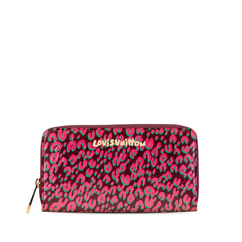 Louis Vuitton Stephen Sprouse Monogram Vernis Leopard Zippy Wallet Pink Leather Good condition - Front View