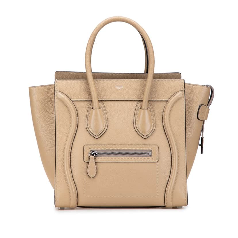 Celine Micro Drummed Calfskin Luggage Tote Brown Leather Good condition - Front View